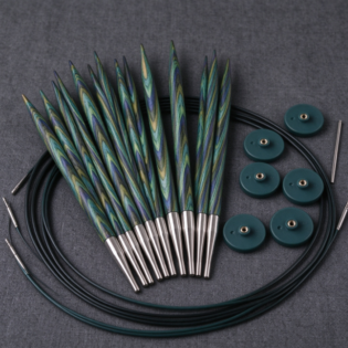 Interchangeable Colored Wood Circular Knitting Needle Set – Complete Tool Kit with Metal Connectors