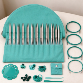Metal Circular Knitting Needle Set – Versatile Knitting Tool Kit with Semi-Circular Storage Case