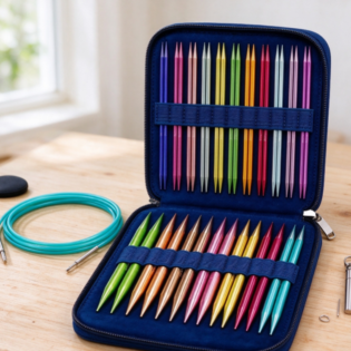 Colorful Aluminum Interchangeable Circular Knitting Needle Set – Complete Tool Kit with Zippered Case