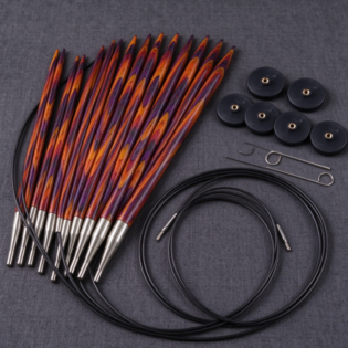 Rosewood-Finish Interchangeable Circular Knitting Needle Set – Professional-Grade Knitting Tool Kit