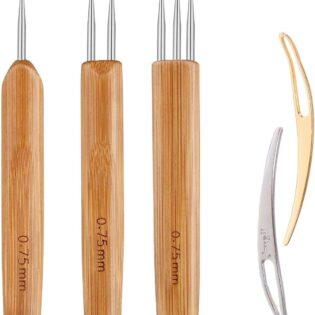 Bamboo-Handled Fine Lace Crochet Hook Set – 0.75mm Precision Micro-Crochet Tool