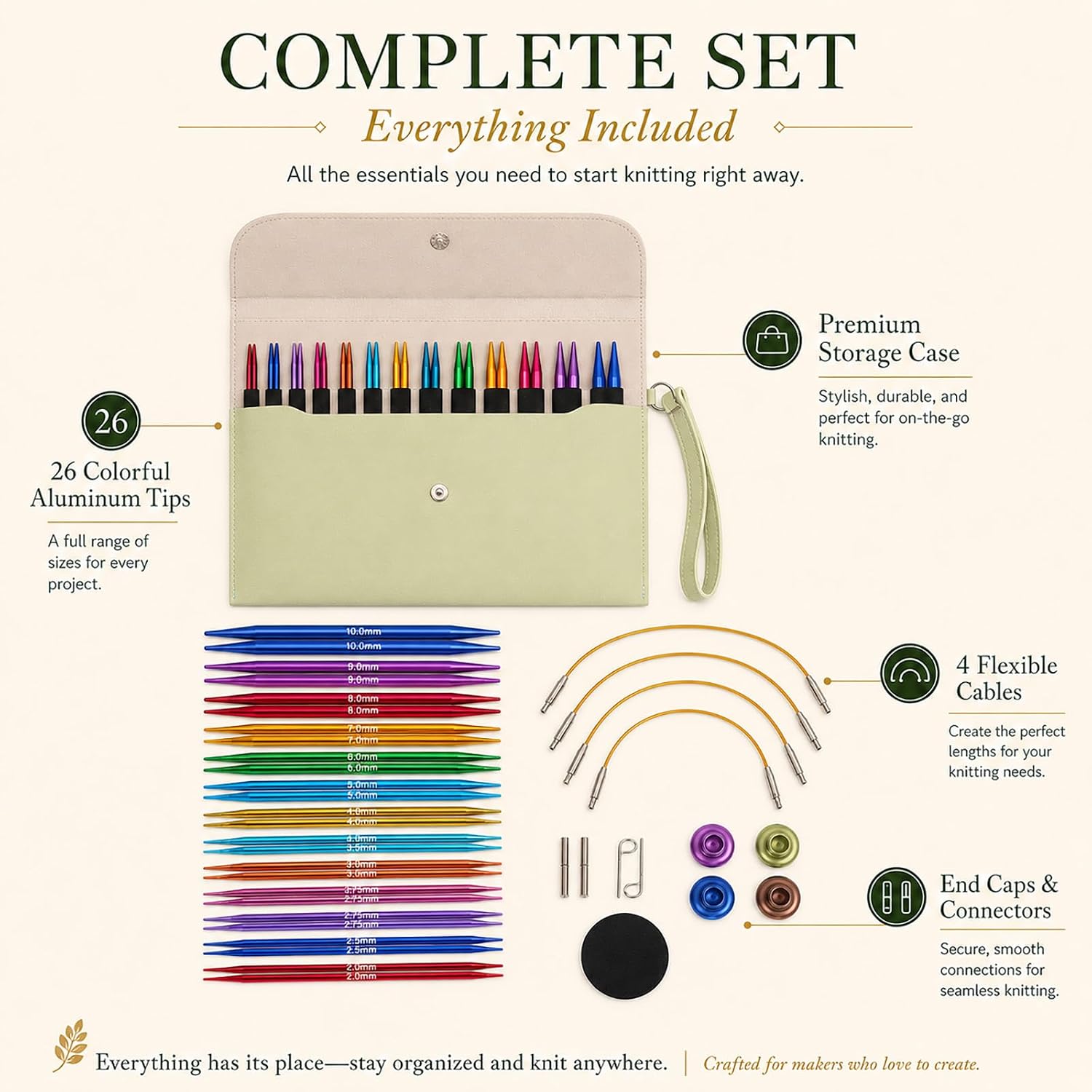 Colorful Interchangeable Circular Knitting Needle Set – Complete Tool Kit for Hand Knitting - Image 2