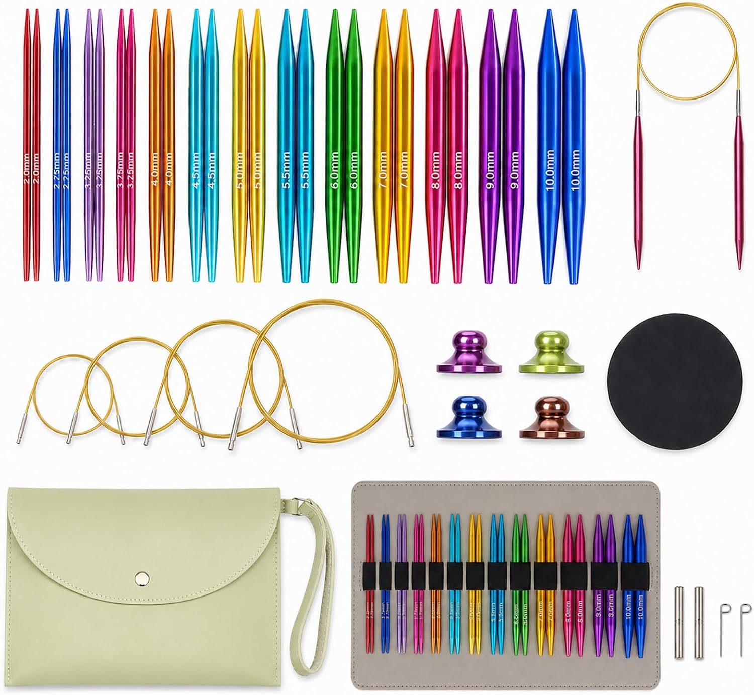 Colorful Interchangeable Circular Knitting Needle Set – Complete Tool Kit for Hand Knitting