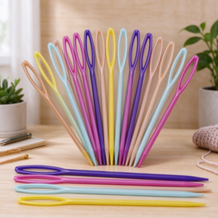 Colorful Plastic Large-Eye Darning Needle Set – Knitting and Sewing Accessories for Finishing Yarn Projects